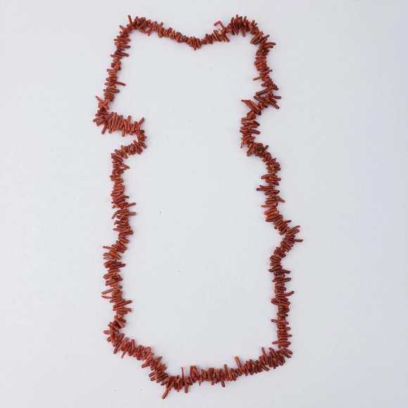 Vintage Necklace Lot Red Branch Coral & Appleseed Necklace, Peace Sign Charm - Picture 3 of 9